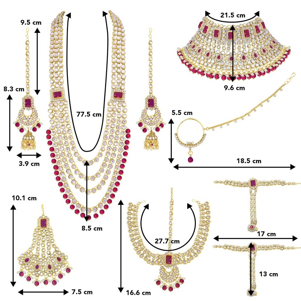 Ethnic Traditional Gold Plated Kundan Studded Dulhan Bridal Jewellery Set With Choker Earrings Maang Tikka Hathph : PF36BR02RP