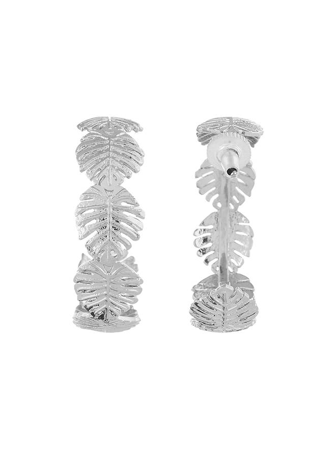 Voylla Hawaii Monstera Silver Hoops : 8905124524031