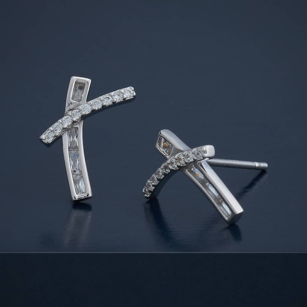 Kushal'S Fashion Jewellery Plated Zircon 92.5 Sterling Silver Studs-183144 : 437301