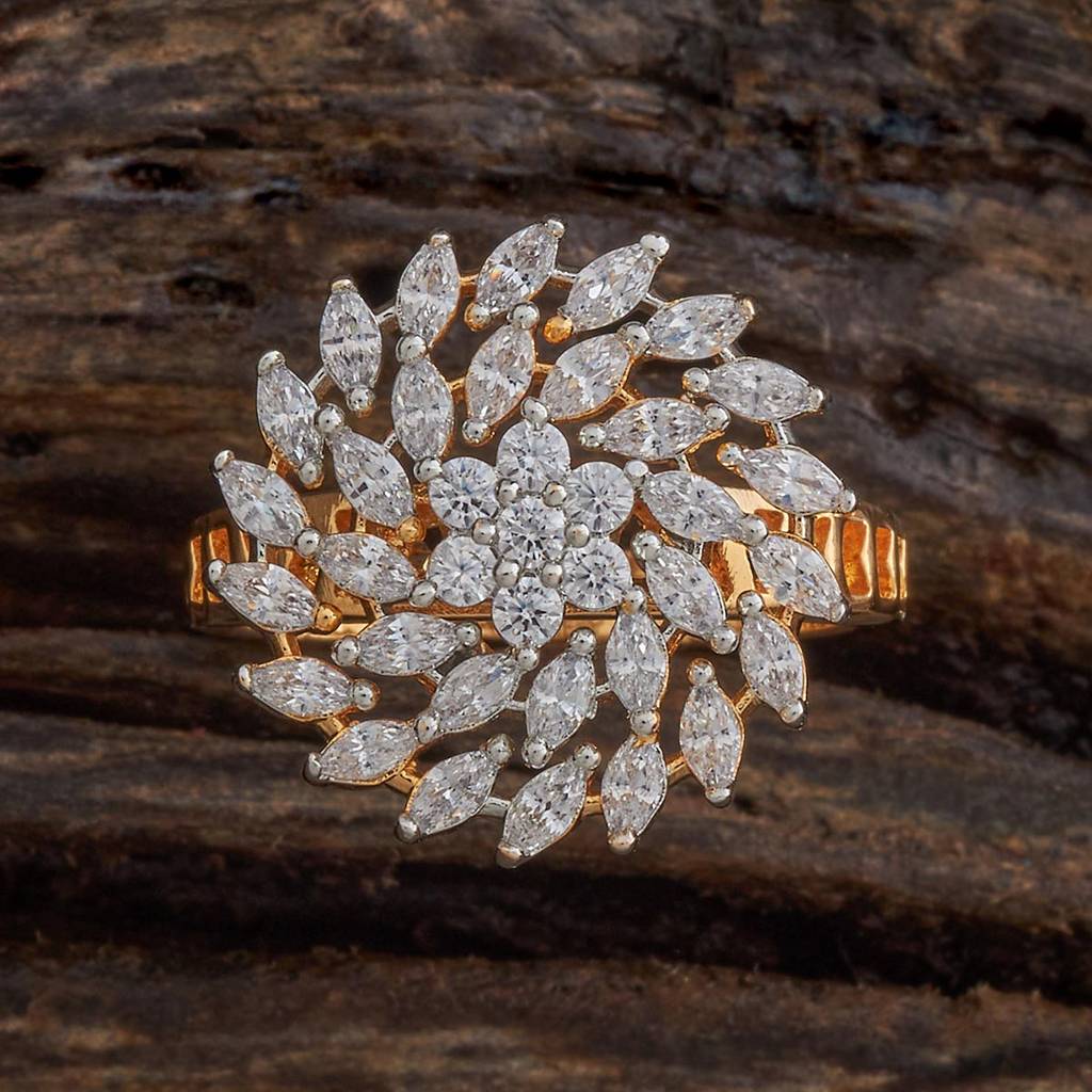Kushal'S Fashion Jewellery Rhodium-Plated Artificial Stones Studded Finger Ring : 427482