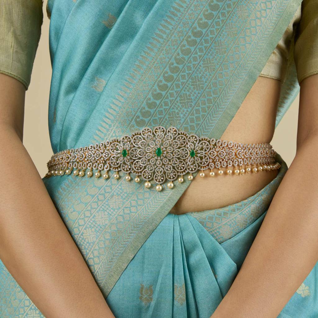 Green Gold-Plated Party Zircon Belt  -426547 : 426547