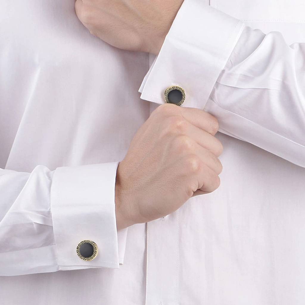 Black Gold Two Tone Cufflinks Set Stylish Accessories For Men & Boys Wedding Business Gift (Px9Cl118G) : PX9CL118G