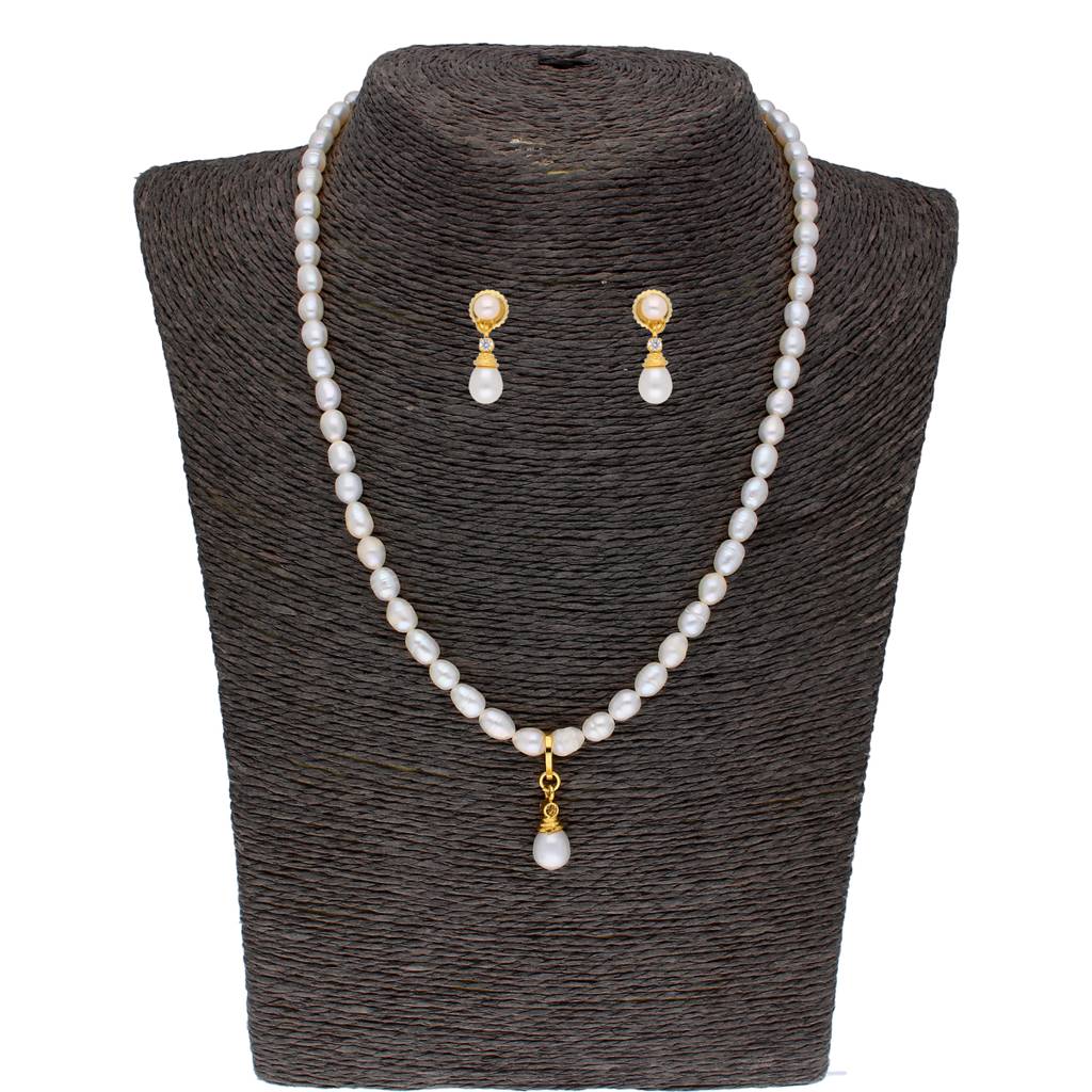 Sri Jagdamba Pearls Button Drop Pearl Set : SJPS020