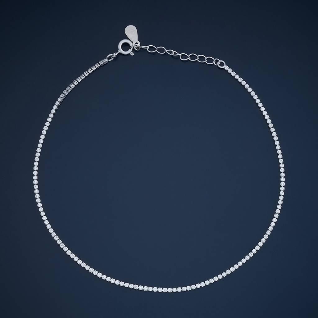Kushal'S Fashion Jewellery White Rhodium-Plated Party 92.5 Sterling Silver Anklet-180711 : 431893