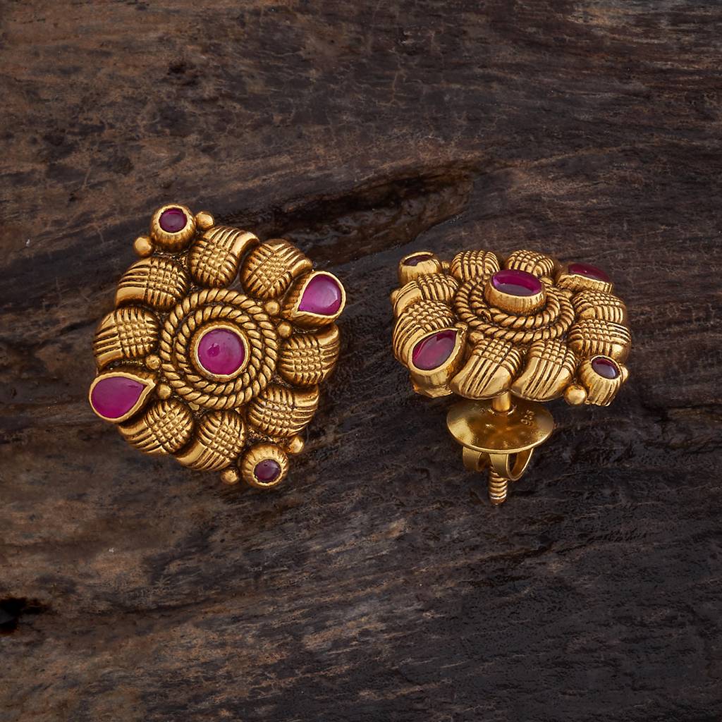 Kushal'S Fashion Jewellery Oxidised Gold-Plated Ethnic 92.5 Pure Silver Temple Studs-177425 : 425362