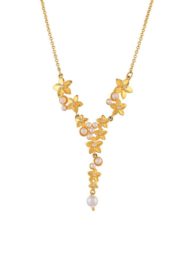 Voylla Hawaii Plumeria Pearl  Necklace : 8905124521665