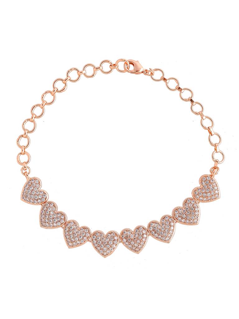 Sparkling Elegance Hearts Zirconia Rose Gold Plated Bracelet : 8905124504255