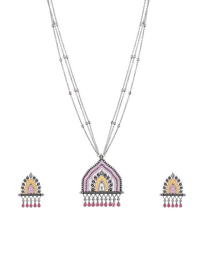 Antique Elegance Enamelled Temple Jewellery Set : 8905124458947