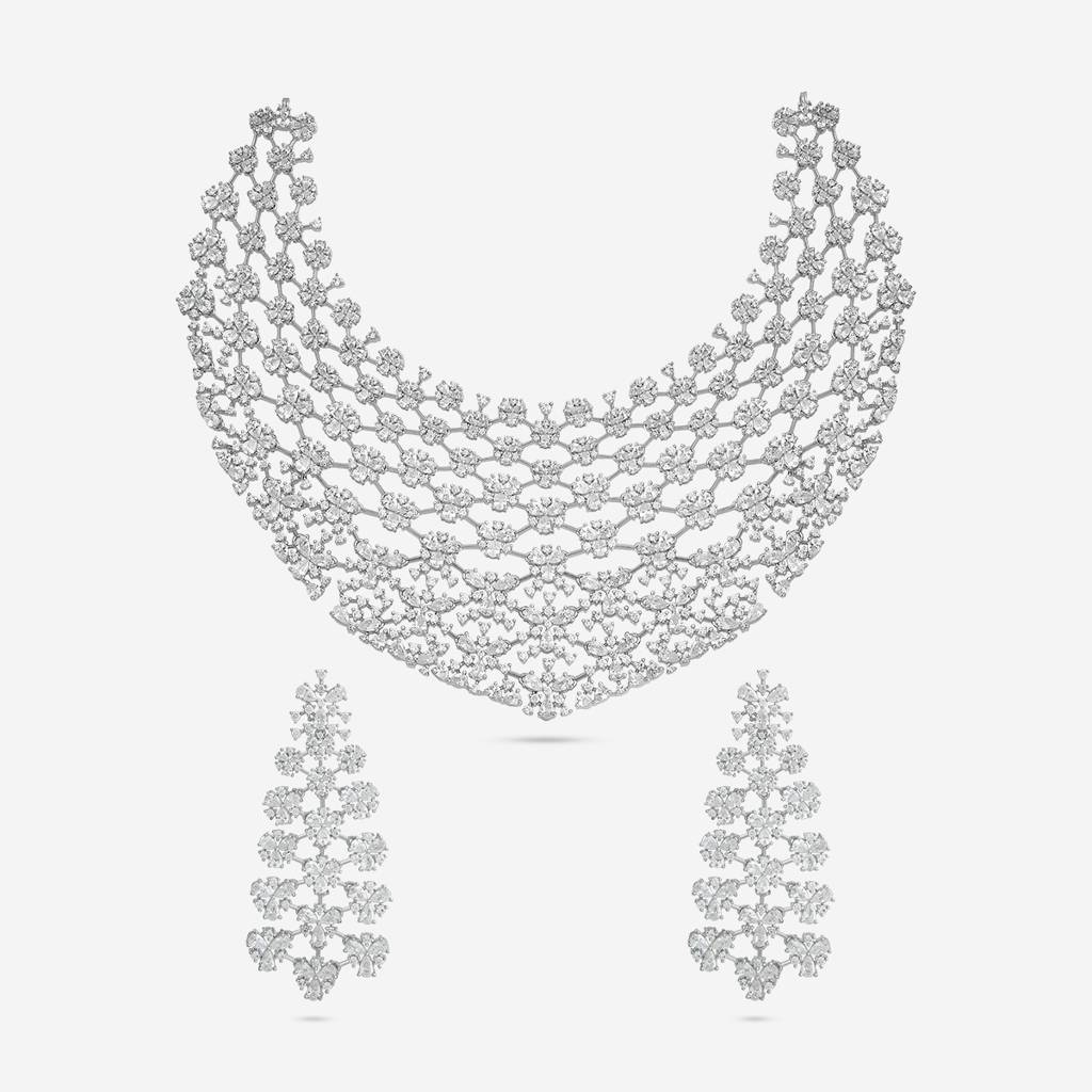 White Plated Party Zircon Necklace-440390 : 440390