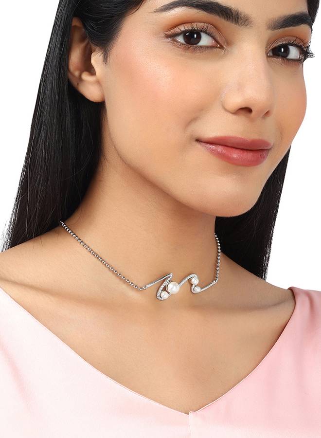 Voylla Silver Brass Necklace Sets : 8905124433937