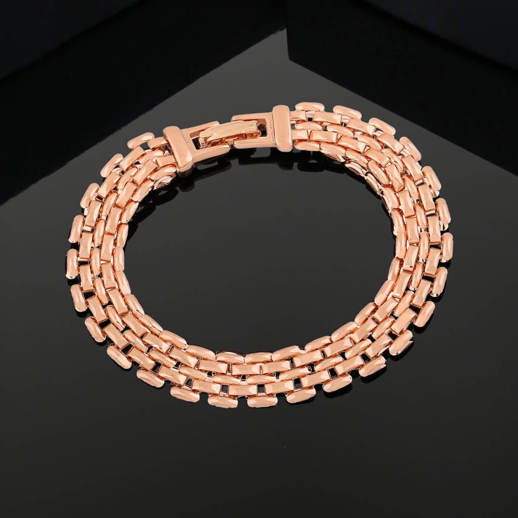 Estele Rosegold Plated Slender Brick Link Bracelet For Girls And Women : 215-RGBR