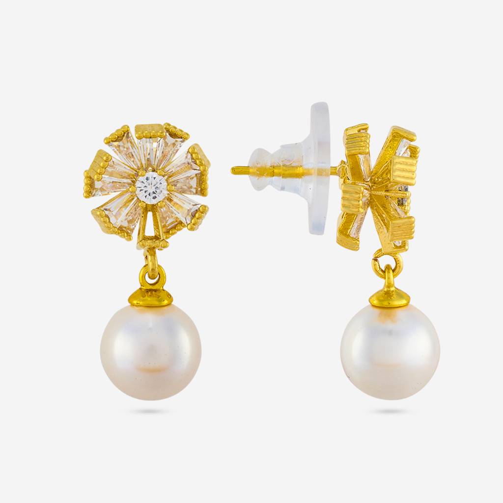 Kushal'S Fashion Jewellery White Gold-Plated Party Trendy Zircon Drop Earrings -455590 : 455590