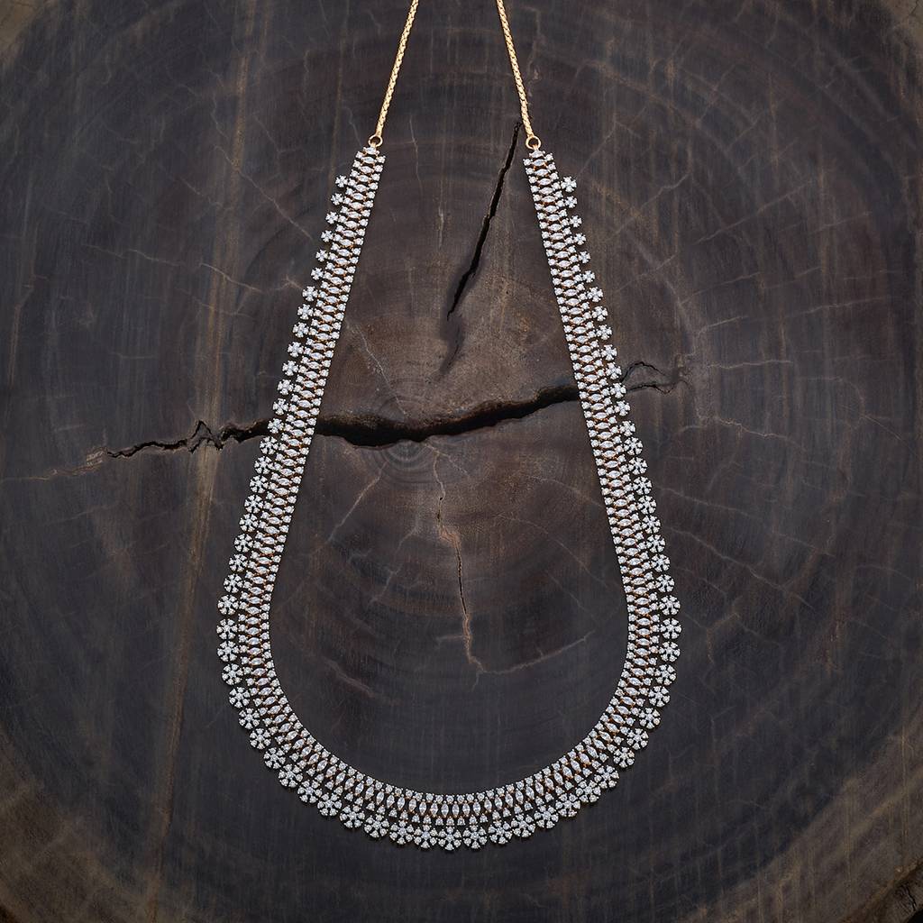 Kushal'S Fashion Jewellery White Rhodium Gold-Plated Bridal Zircon Necklace : 424475