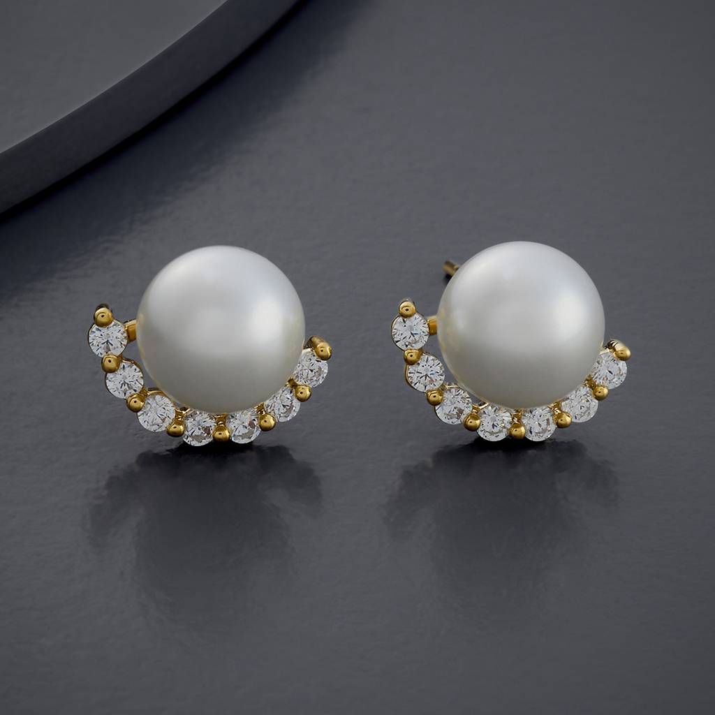 Kushal'S Fashion Jewellery Pearl Gold-Plated Party Trendy Zircon Studs-184032 : 439280