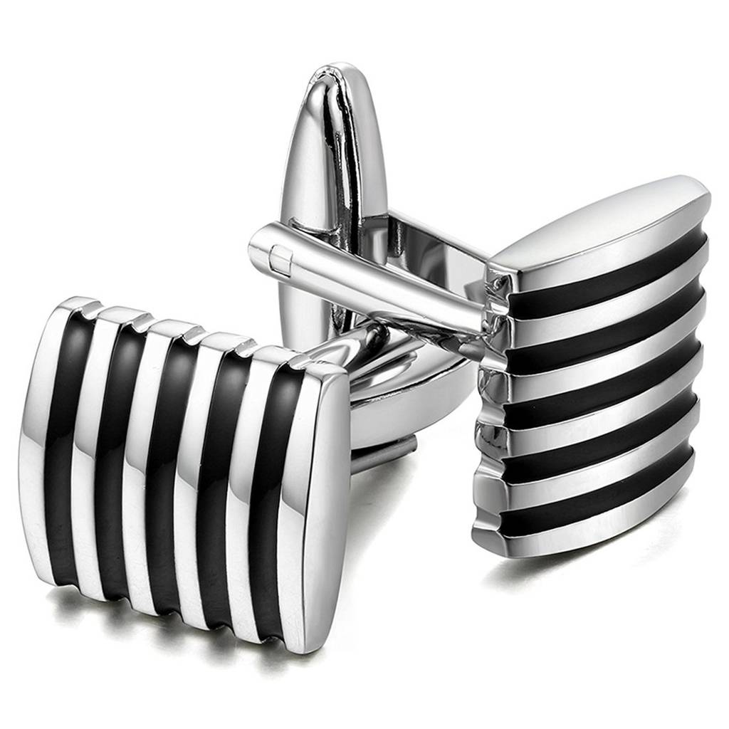 Unique Black Stripes Shirt Cufflinks For Men Business Corporate Wedding Gift : PX9CL09BL