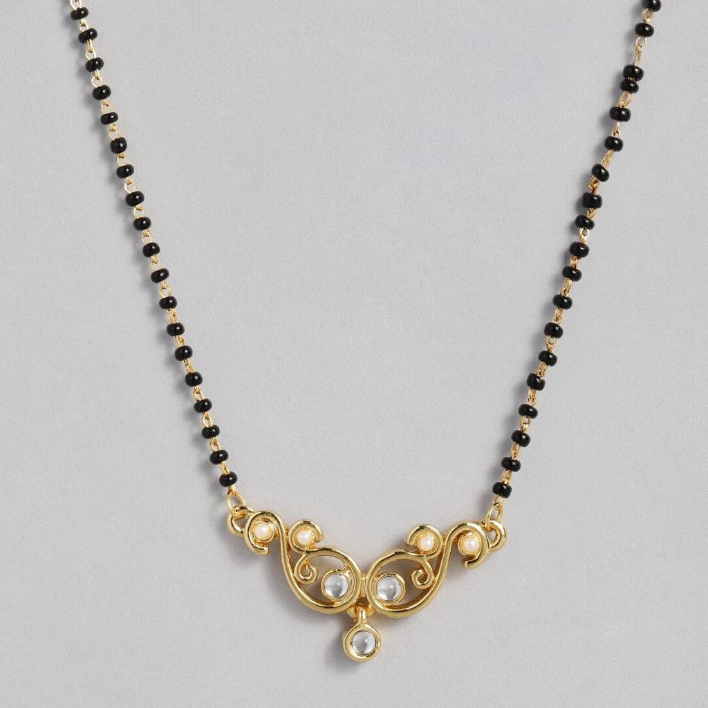 Estele Gold Plated Exquisite Mangalsutra Necklace With Kundan & Pearls For Women : EMS15010083NK