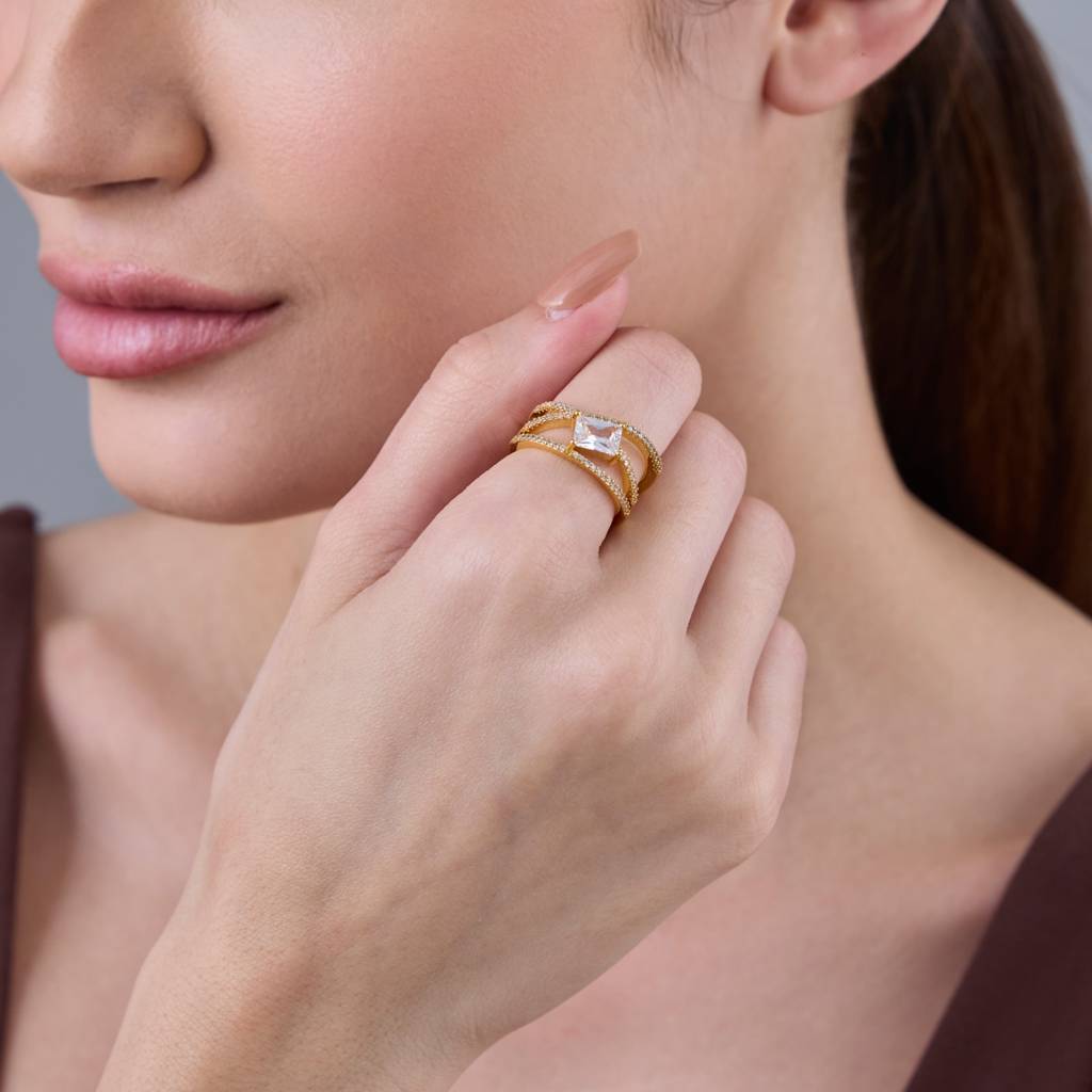 Kushal'S Fashion Jewellery White Gold-Plated Party Trendy Zircon Finger Ring-186895 : 445476