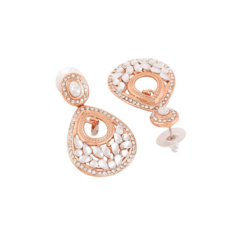 Estele Rosegold Plated Beautiful Drop Designer Earrings For Women : 626707-RGER