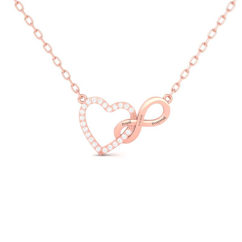 Personalized Heart & Infinity Moissanite Necklace : TGDP-204-Y
