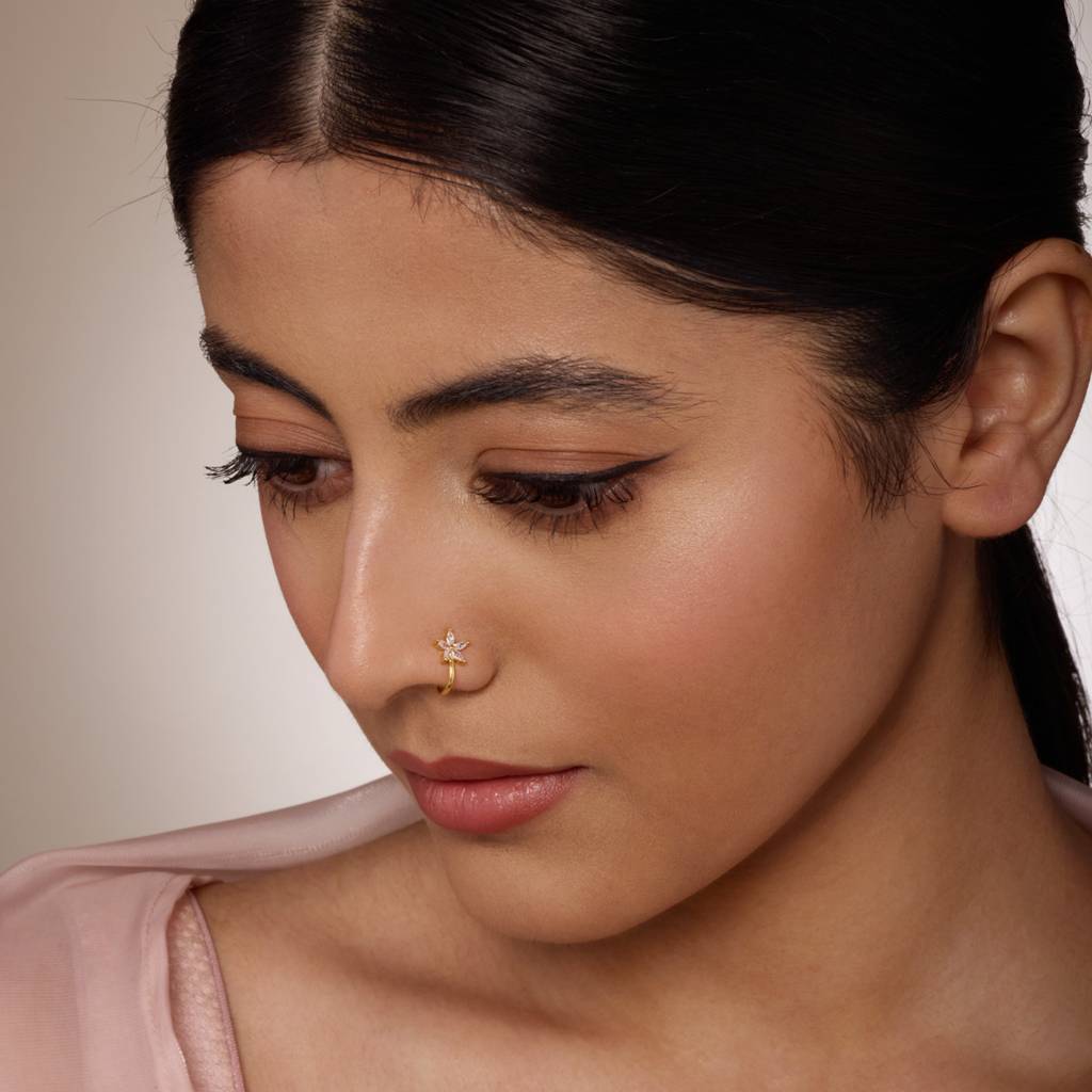 Gold Plated Party Zircon Nath -454741 : 454741