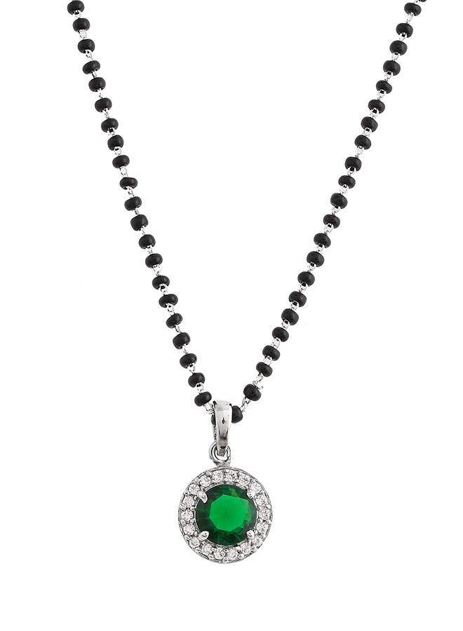 Sparkling Essentials Green Round Silver Magalsutra : 8905124495348