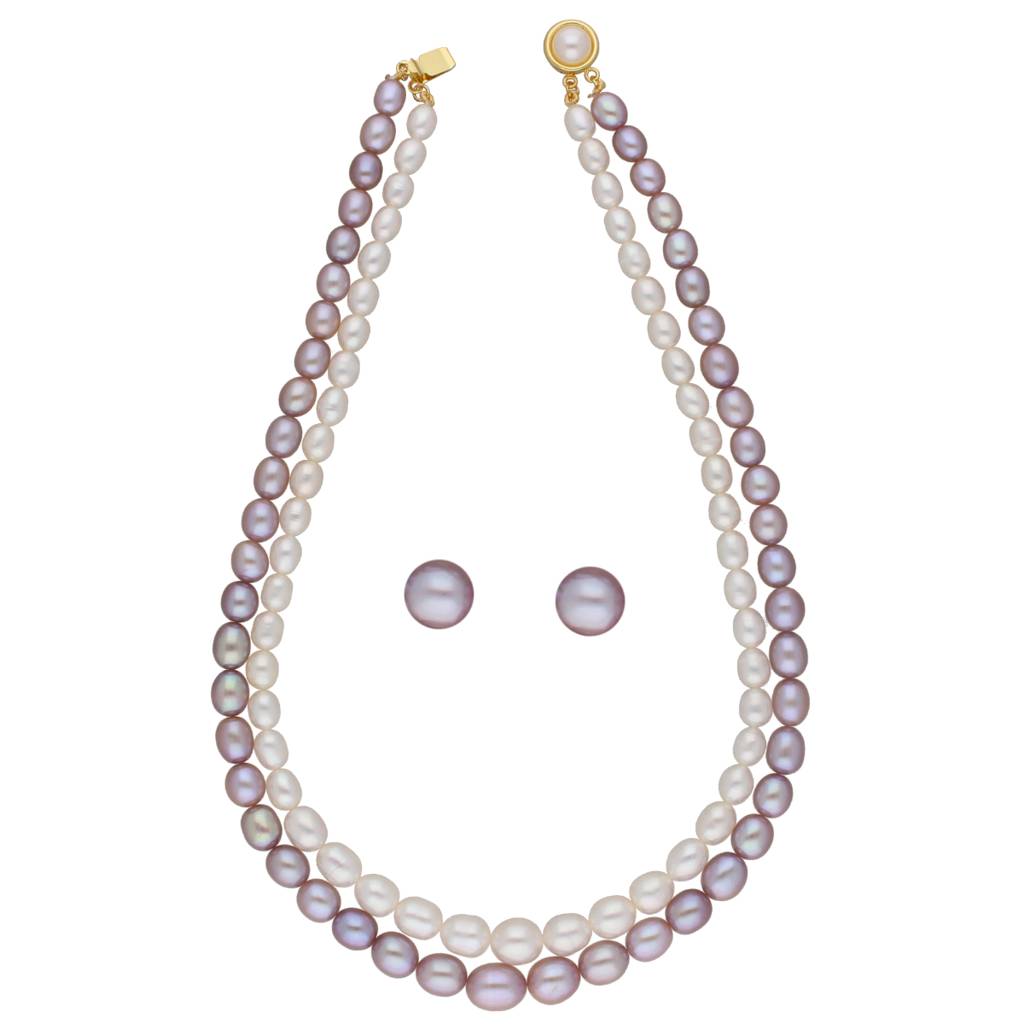 Pahal 2 Lines Pearl Necklace Set : JPAU-21-215