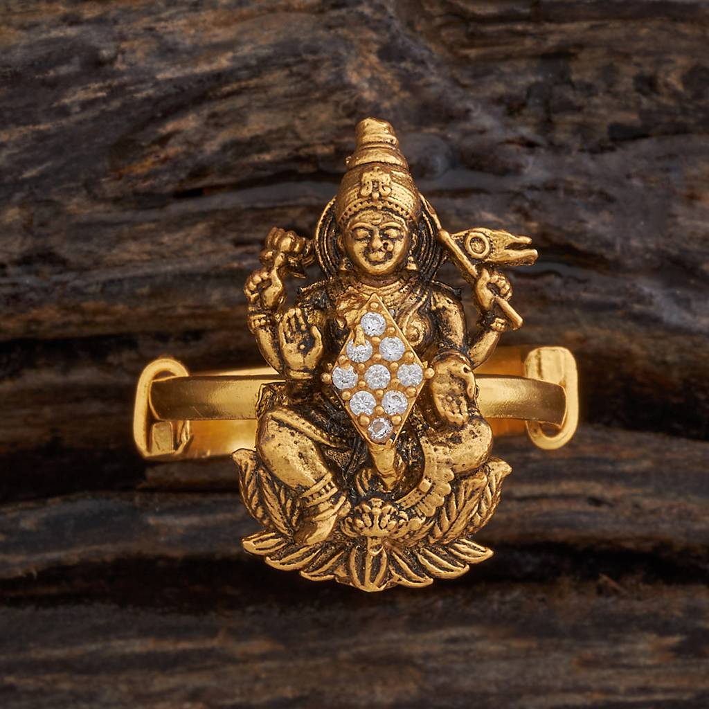 Kushal'S Fashion Jewellery Women Gold-Plated 92.5 Pure Silver Temple Finger Ring : 431327