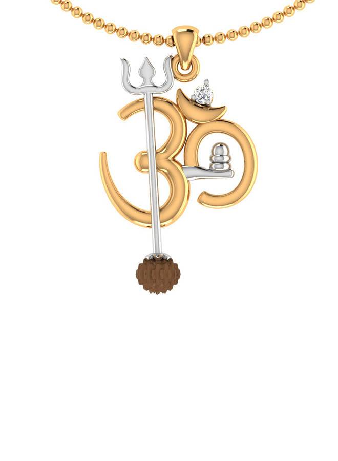 Om Design Rudraksha Studded Pendant With Chain For Men : 8907617808017