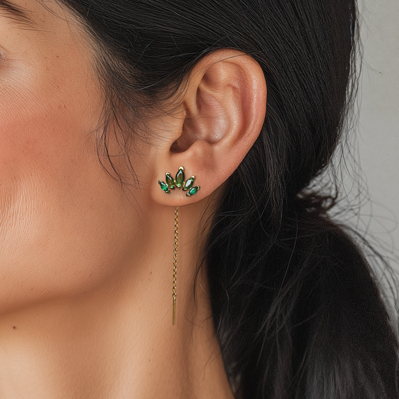 Sterling Silver Smoky Crystal Threader Earrings Sterling Silver Smoky Crystal Threader Earrings