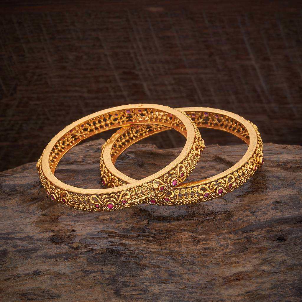 Kushal'S Fashion Jewellery Women Gold-Plated Ruby Antique Bangle : 431499