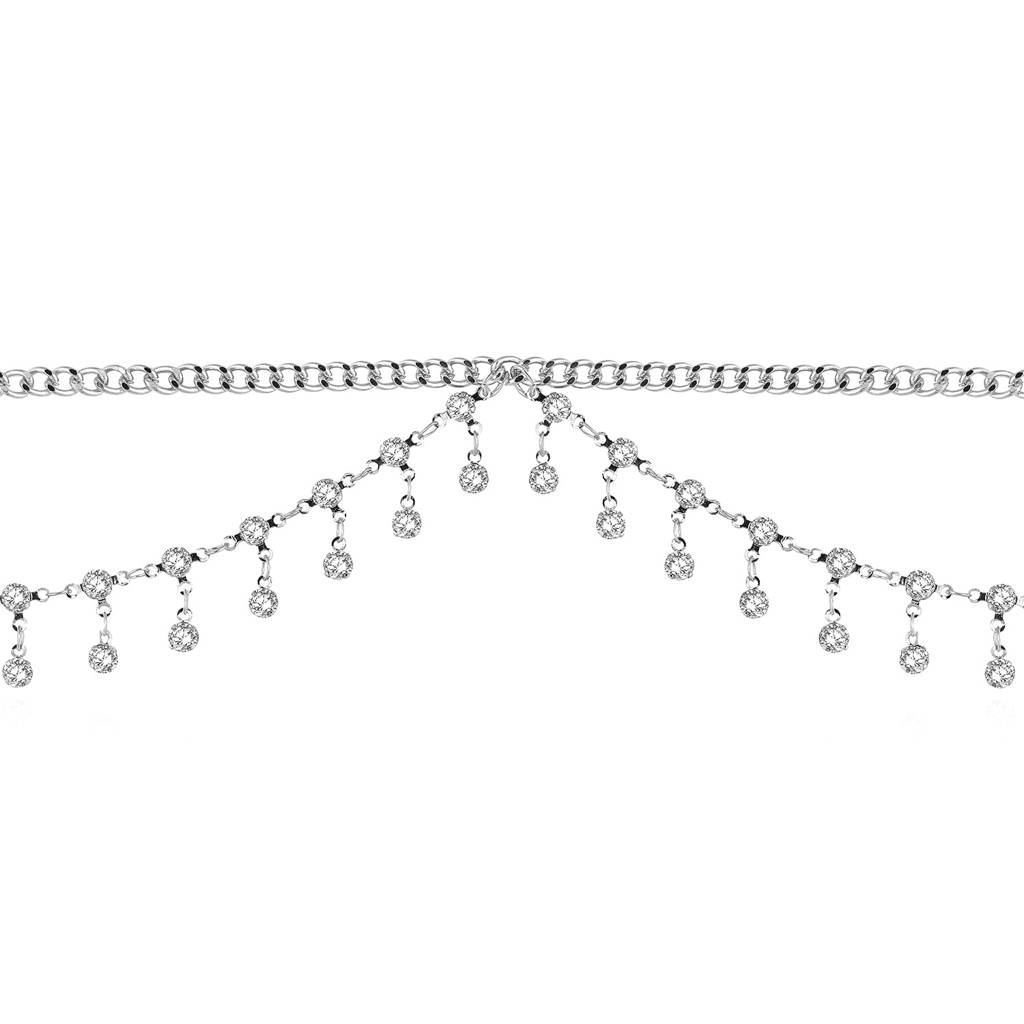 Silver Plated Multilayer Body Chain Summer Beach Belly Chain Kamarbandh Waist Chain Dress Belt Jewellery For Wome : PX8BCH014S