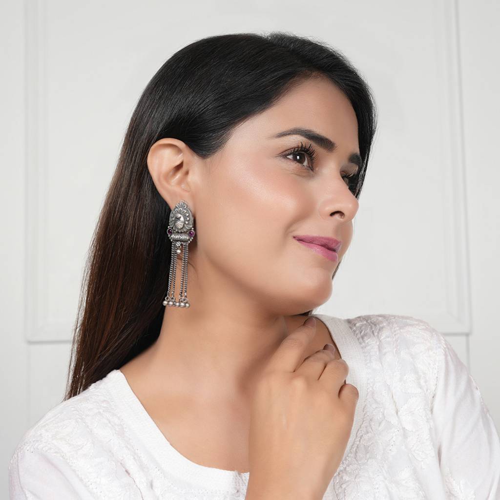 Peacock Silver Earrings : SSE848