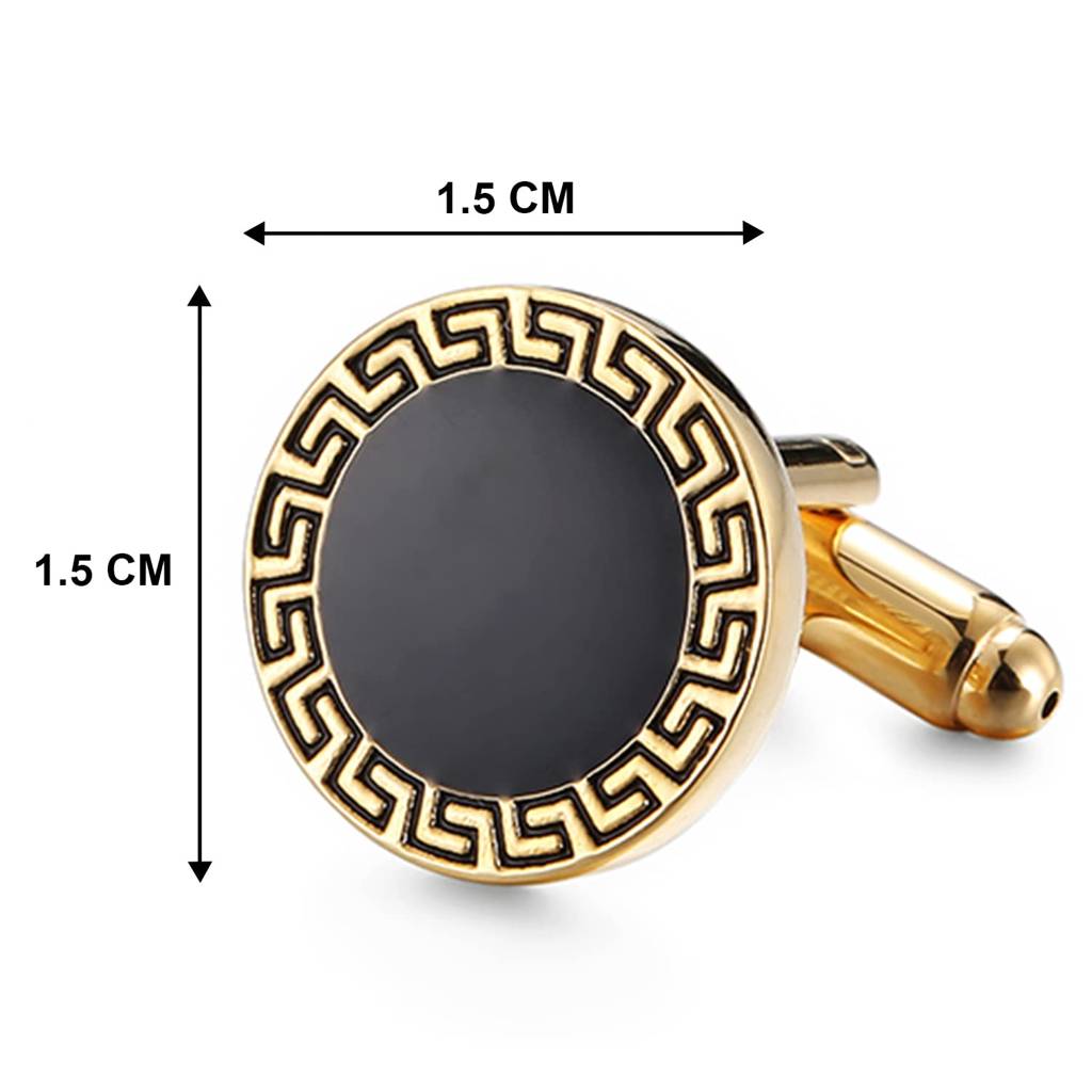 Black Gold Two Tone Cufflinks Set Stylish Accessories For Men & Boys Wedding Business Gift (Px9Cl118G) : PX9CL118G