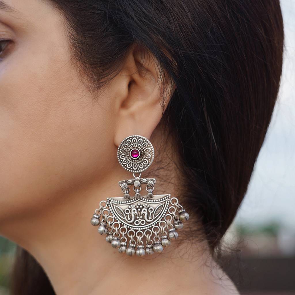 Silver Peacock Earrings : SSE637