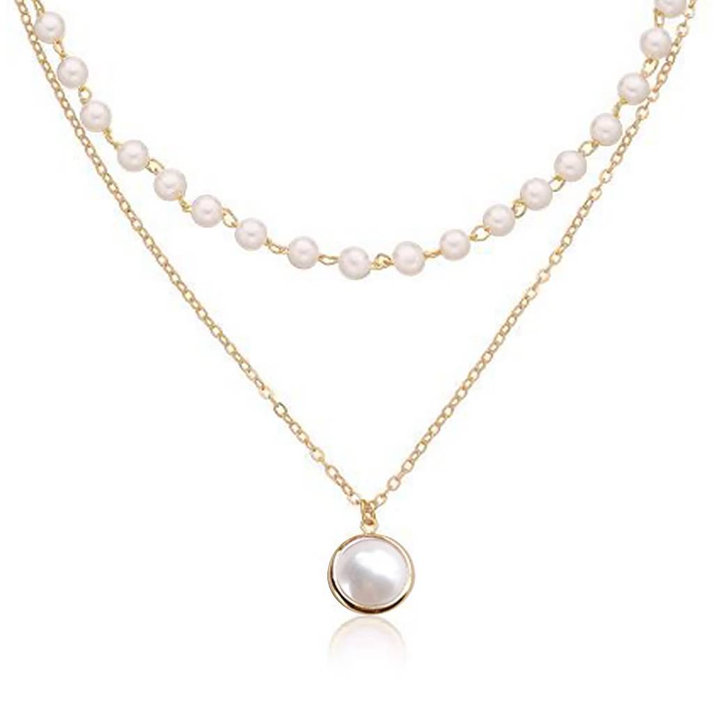 Rose Gold Plated Pearl Pendant Necklace Chain Fashion Stylish Design Jewellery Gift For Women : PX9N58