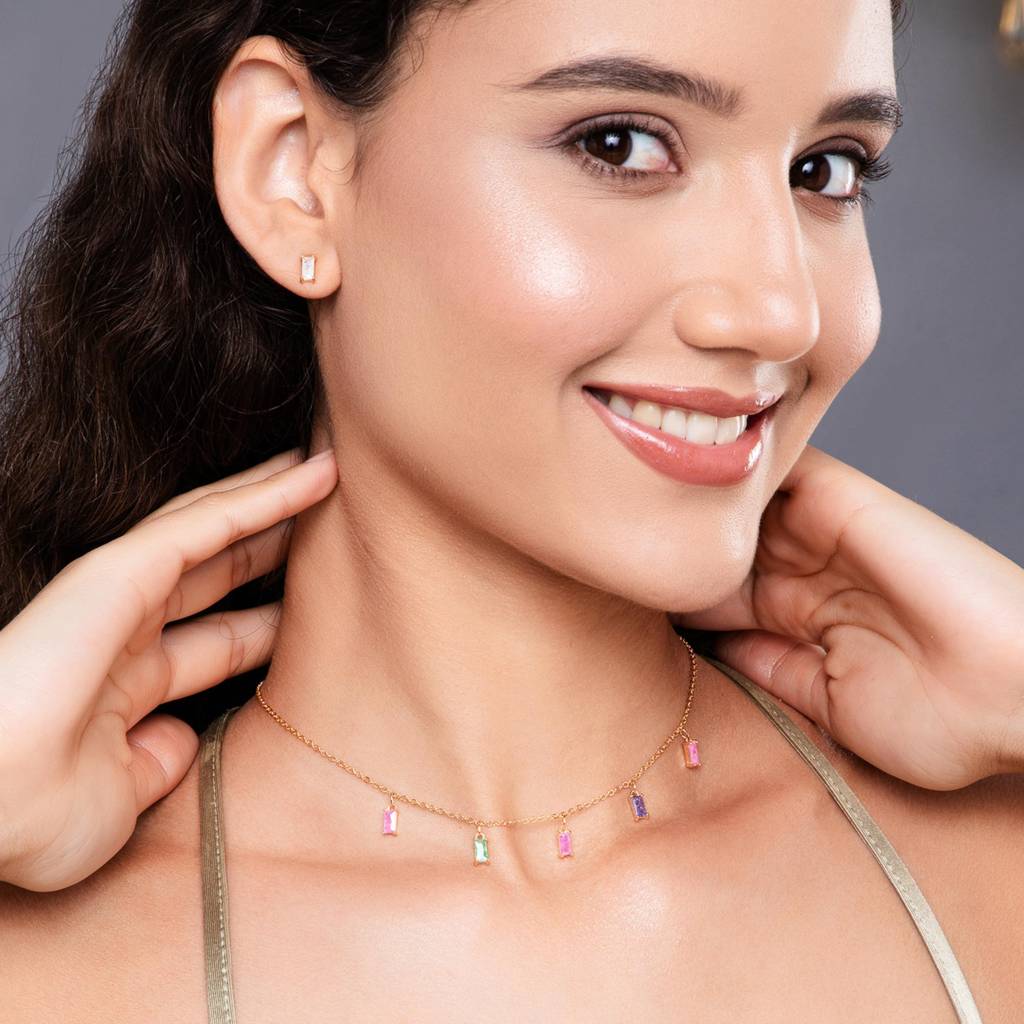 Lagoon Tassel Necklace And Earrings Set : EN24153-G-MLT