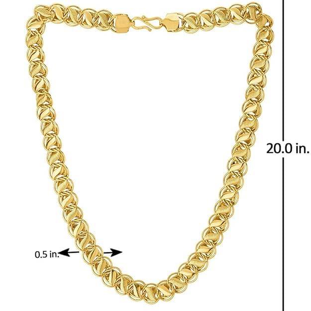 Gehena By Estele Chunky Metal Neck Chain For Men: Gold Plated Stylish & Lightweight Necklace Chains For Boys : OSAK013-IGCHAIN