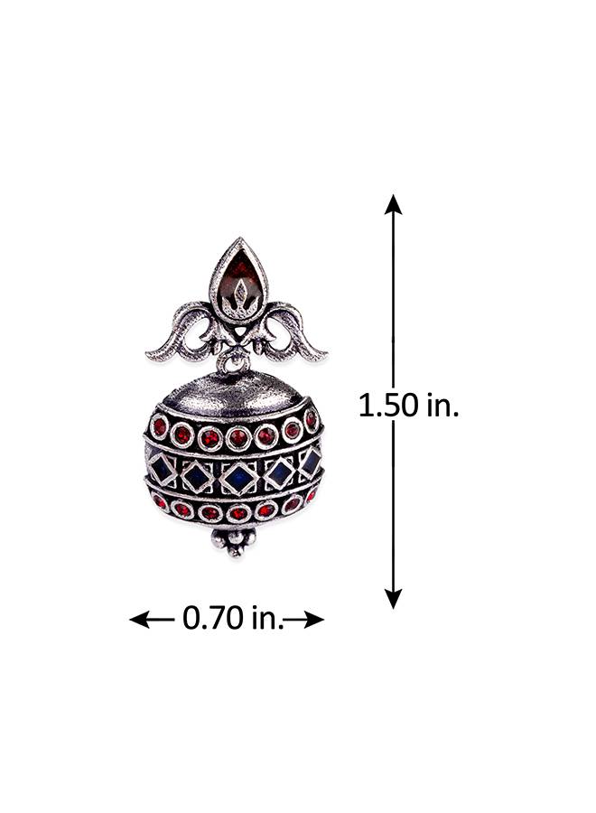 Arabian Nights Antique Lamp Designed Silver Brass Earrings : 8905124424423