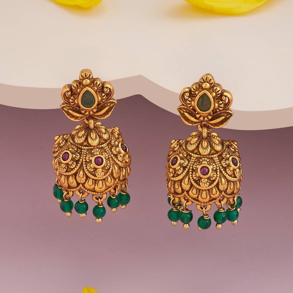 Kushal'S Fashion Jewellery Plated Ethnic Antique Jhumkas-185671 : 442855