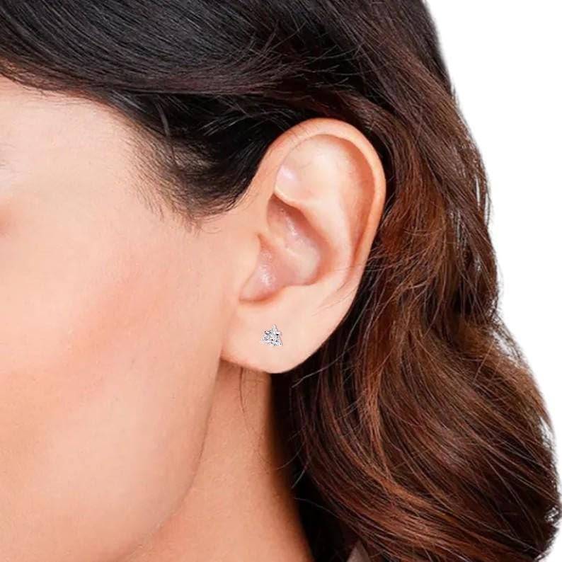 925 Silver Triangle Crystal Stud Earrings Â Minimalist Geometric Bridesmaid Gift : SE_000625