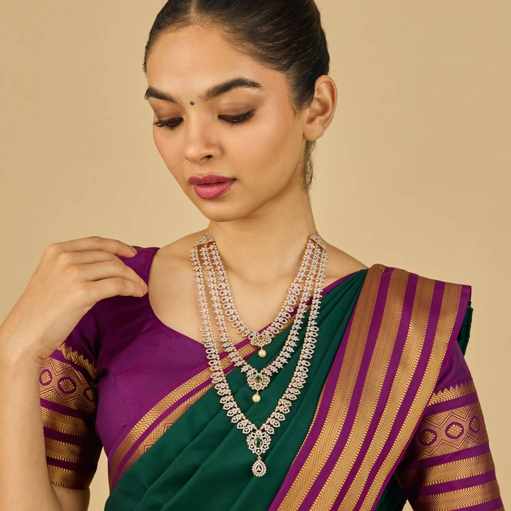 Green Gold-Plated Party Zircon Necklace-442603 : 442603