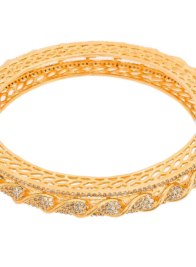 Sparkling Elegance Cz Studded Gold Plated Bangles : 8905124496215