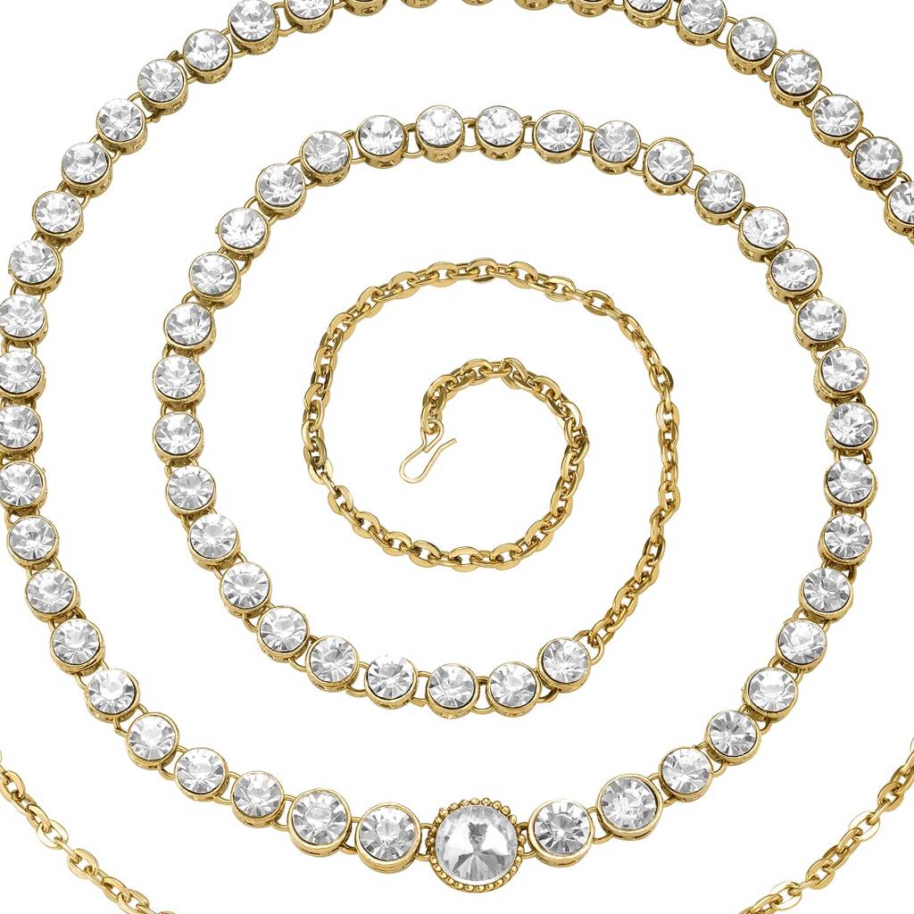 Plated Kundan Studded Belly Chain Stylish Kamarband Fashion Jewellery For Girls & Women-Pf25Bch003 : PF25BCH003W