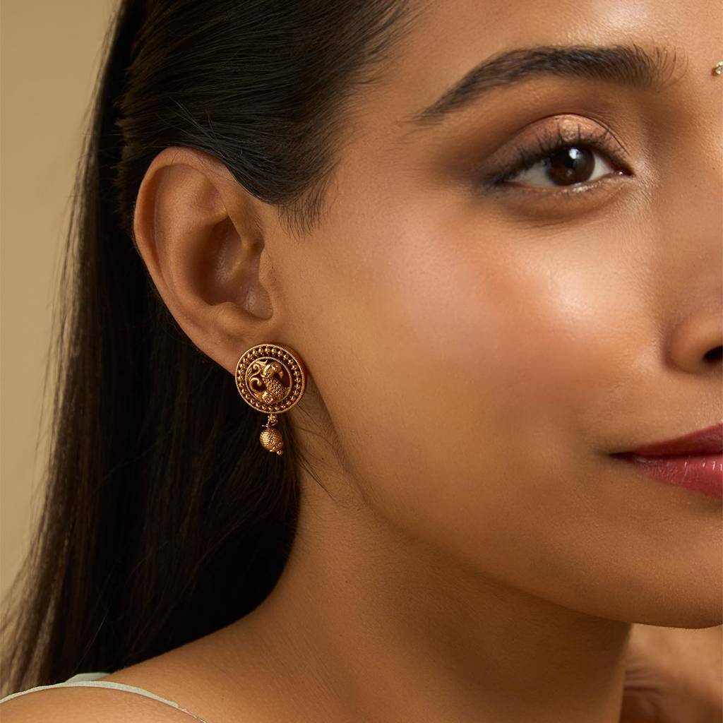 Kushal'S Fashion Jewellery Gold Gold-Plated Ethnic Antique Studs-164077 : 399896