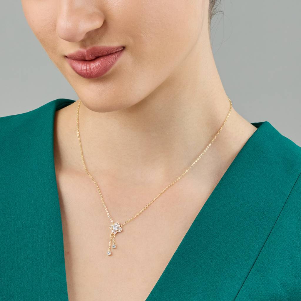 Kushal'S Fashion Jewellery White Gold-Plated Party Zircon Trendy Necklace -189384 : 449972