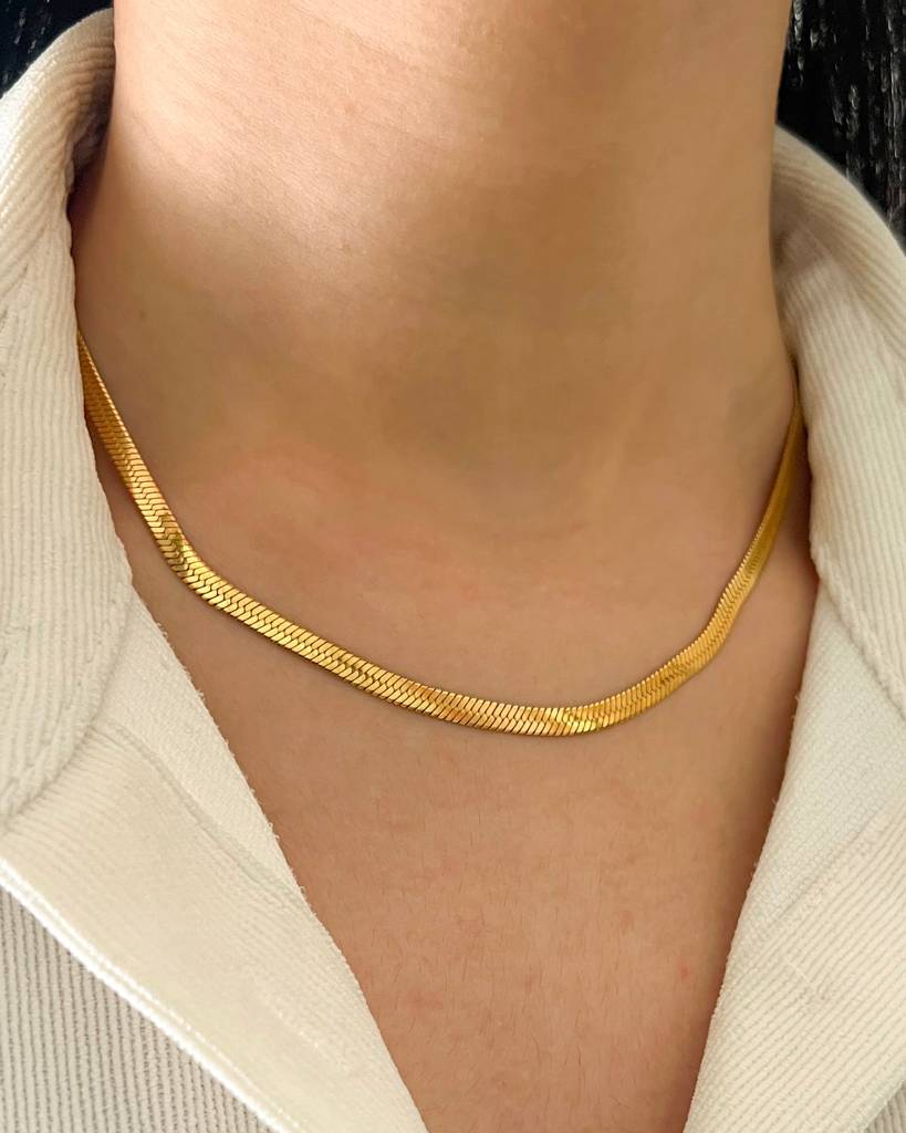 18K Gold Plated Snake Chain, Herringbone : N20