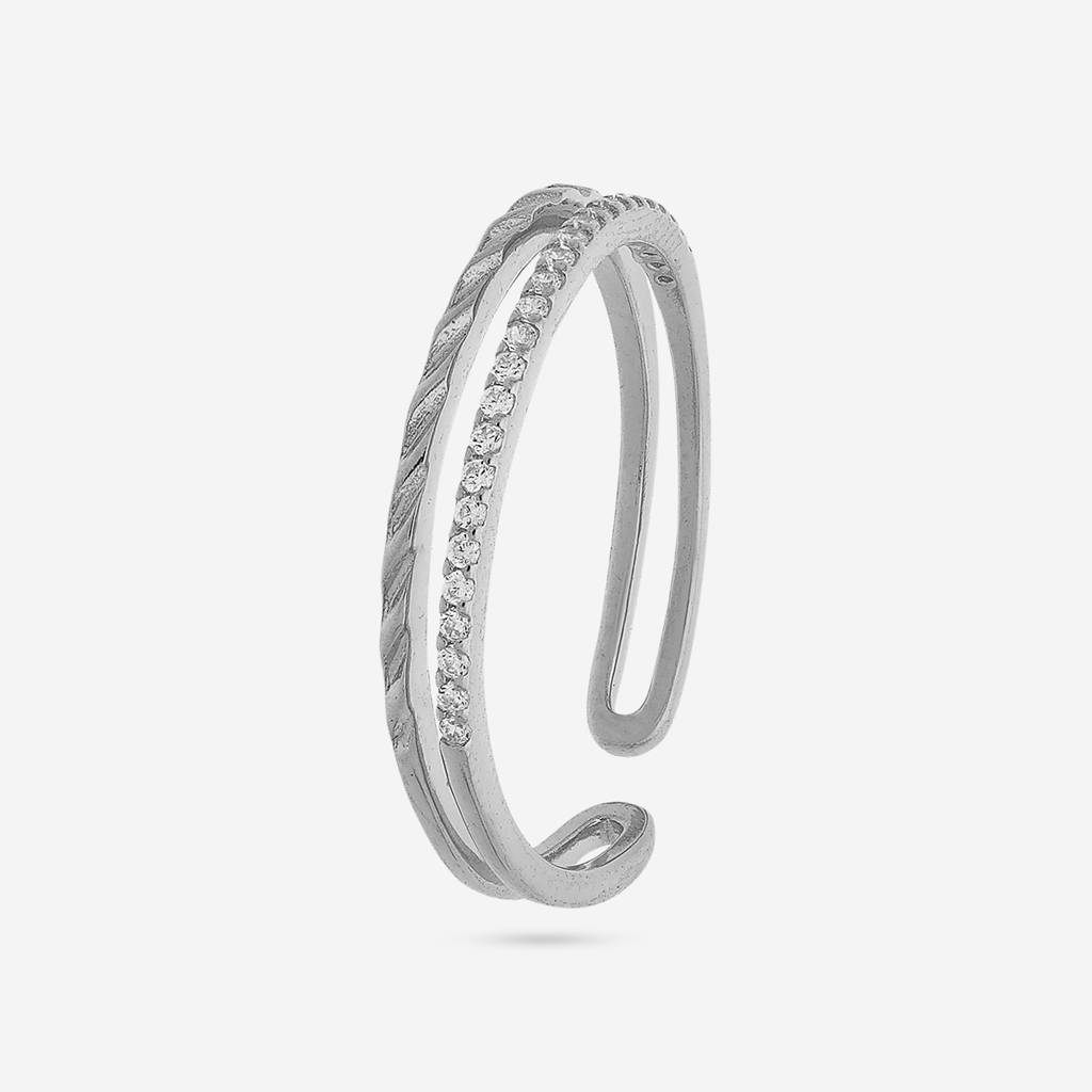 Rhodium-Plated Party 92.5 Sterling Silver Finger Ring -458301 : 458301