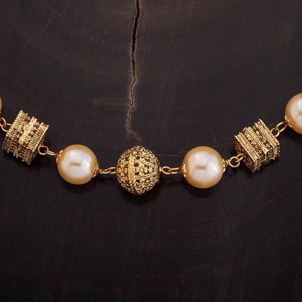 Kushal'S Fashion Jewellery Pearl Gold-Plated Copper Ethnic Antique Mala Necklace-158352 : 398271
