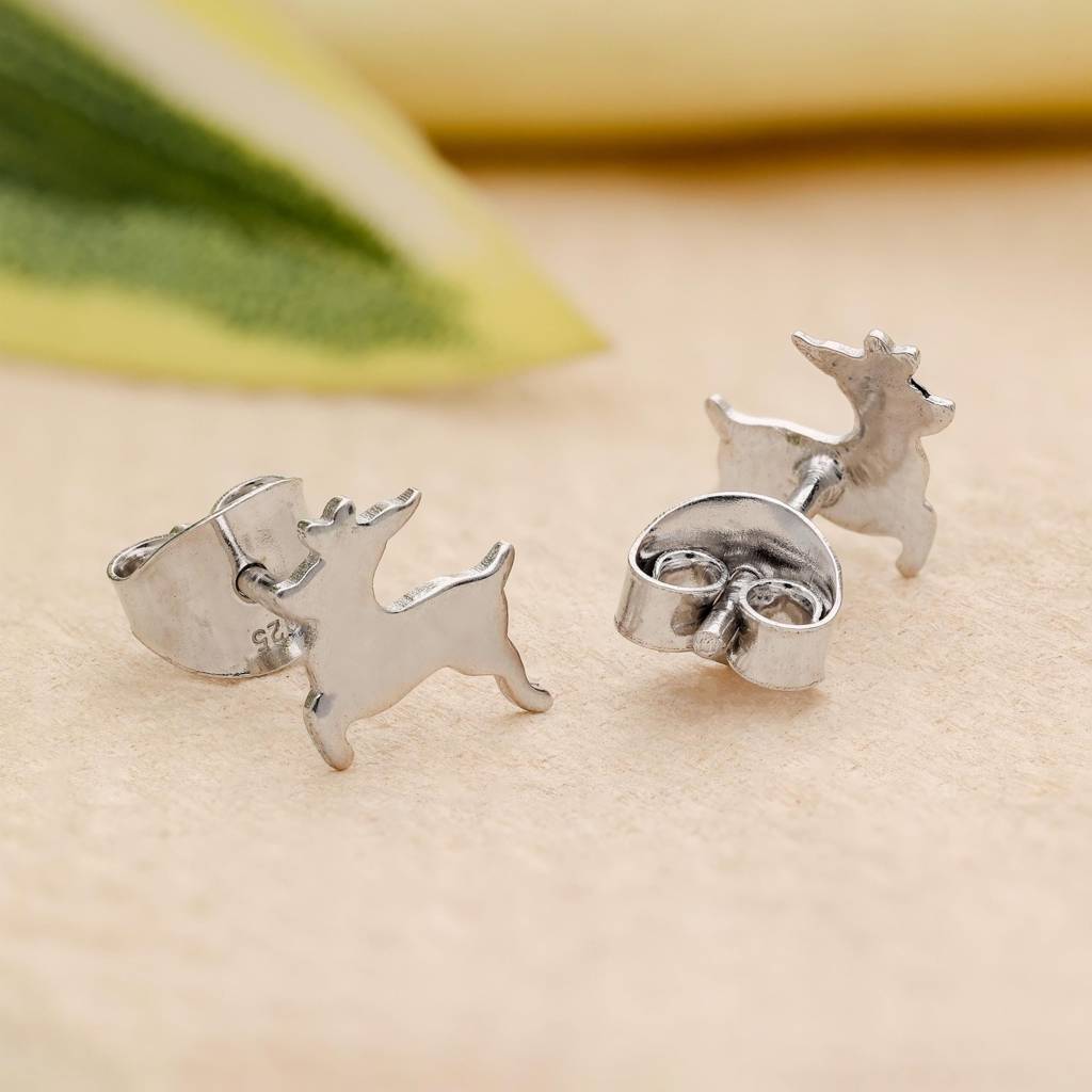 925 Silver Reindeer Studs | Christmas Holiday Gift : SE_000802