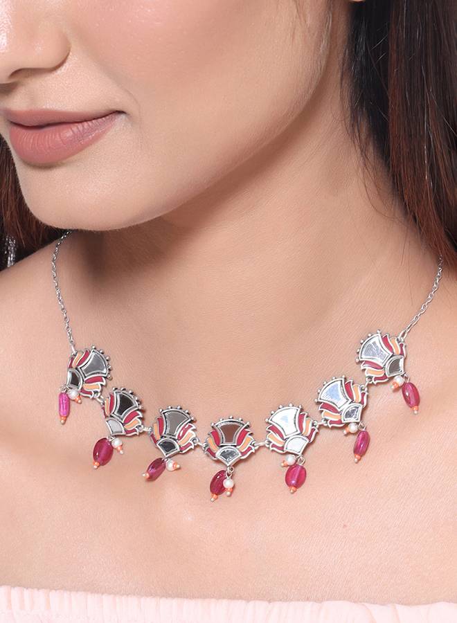 Thikri Mirrored Necklace Set : 8905124079647